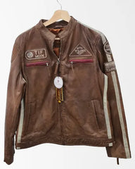 Brown Antiq Biker Leather Jacket for Women Genuine Leather Jackets