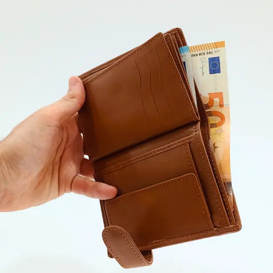 Brown Leather Wallet Amber Card Holder