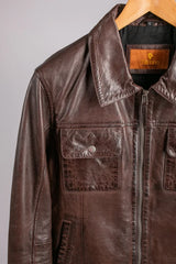 Dark Brown Leather Jacket for Men in Portugal Europe USA UK