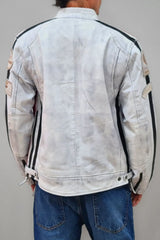 Dirty White Men Pure Leather Jacket Back Genuine Leather Jackets Portugal Germany Asia UK USA Europe