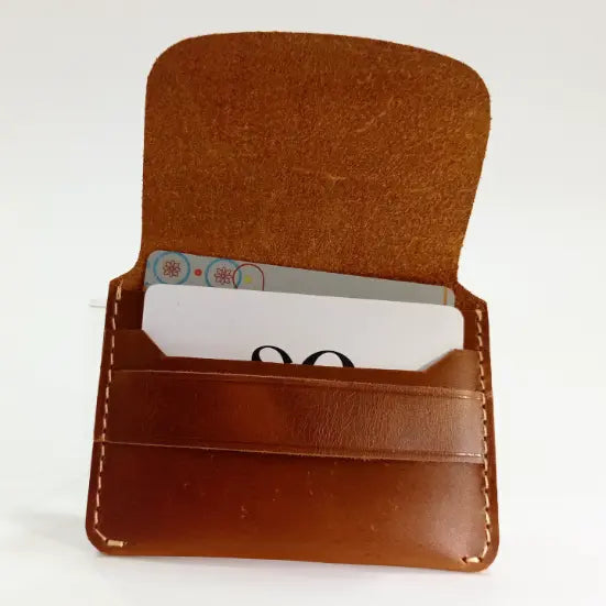 Leather Card Holder Wallet Brown