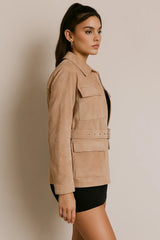 Goat Light Brown Long Leather Jacket for Women in Portugal