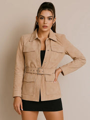 Goat Soft Long Leather Jacket for Women