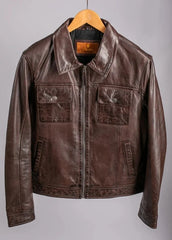 Dark Brown Pure Leather Jacket in Portugal