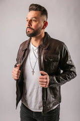 Pure Leather Jacket for Men Dark Brown