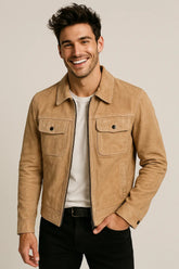 Light Brown Leather Jacket for Men in Porto