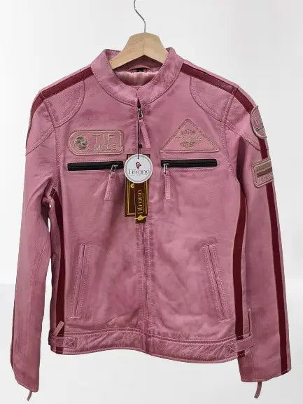 Pink Biker Leather Jacket for Women