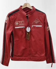 Red Biker Leather Jacket for Women Genuine Leather Jackets