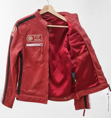 Red Biker Pure Leather Jacket for Women Genuine Leather Jackets