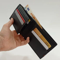 Pure Leather Wallet Card Holder Black Red