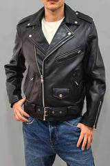 Rocker Pure Black Leather Jacket Long Lasting Jackets