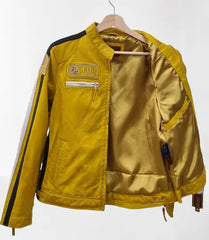 Yellow Biker Pure Leather Jacket for Women Genuine Leather Jackets