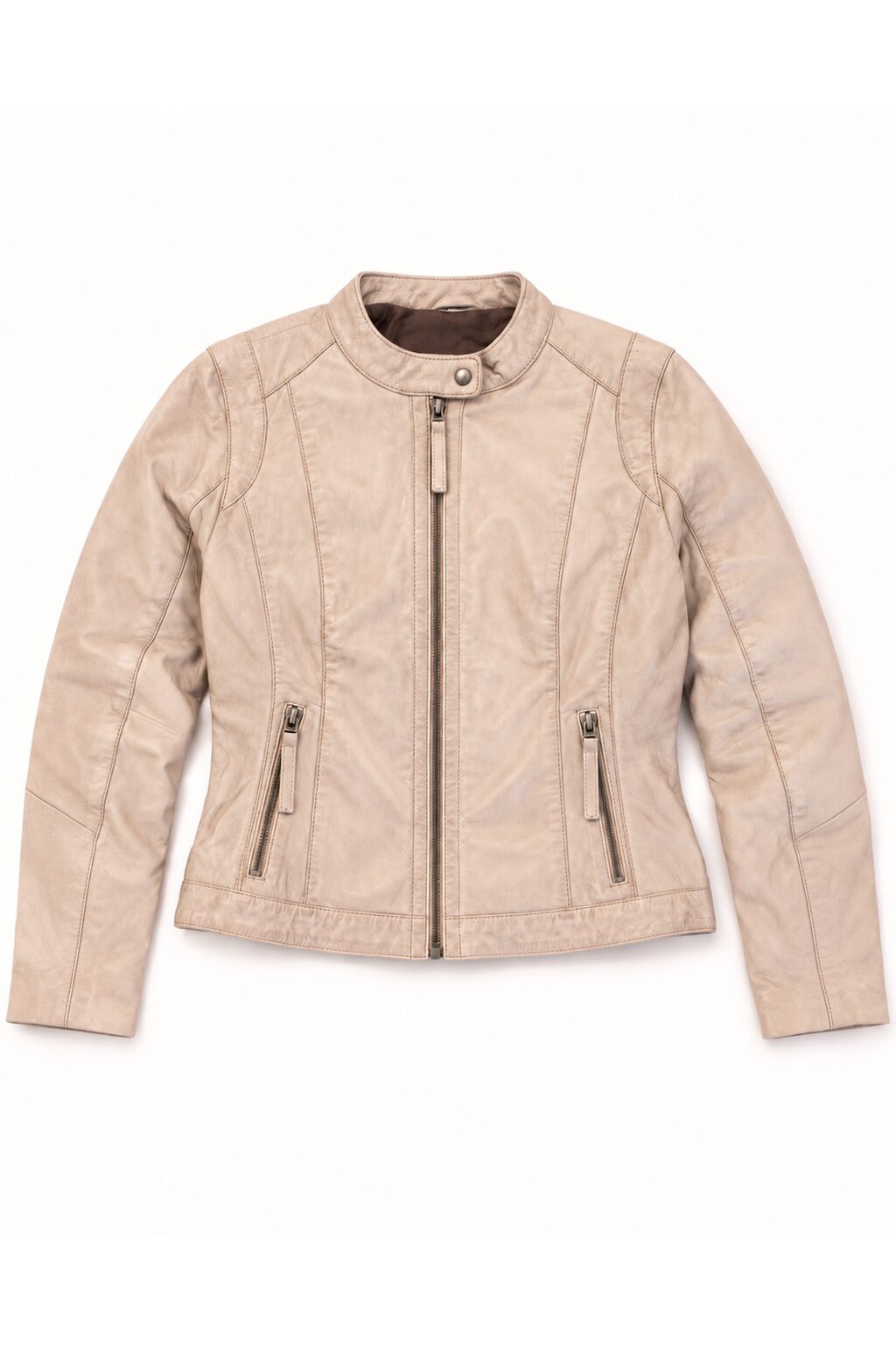 Tifrano Lucca cream leather jacket – product-only front view