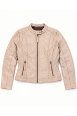 Tifrano Lucca cream leather jacket – product-only front view