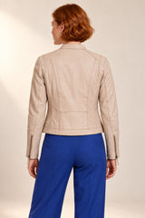 Tifrano Lucca cream leather jacket for women – back view