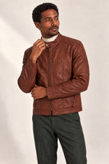 Tifrano Mostar brown leather jacket for men – three-quarter view