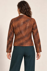 Tifrano Perugia walnut brown leather jacket for women – back view