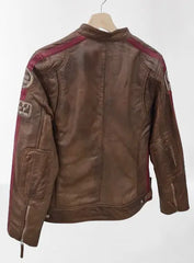 Brown Antiq Biker Leather Jacket for Women Back Genuine Leather Jackets Back Side