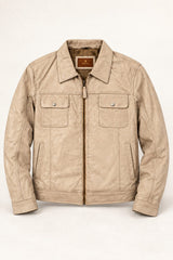 Tifrano Baku cream leather jacket – product-only front view