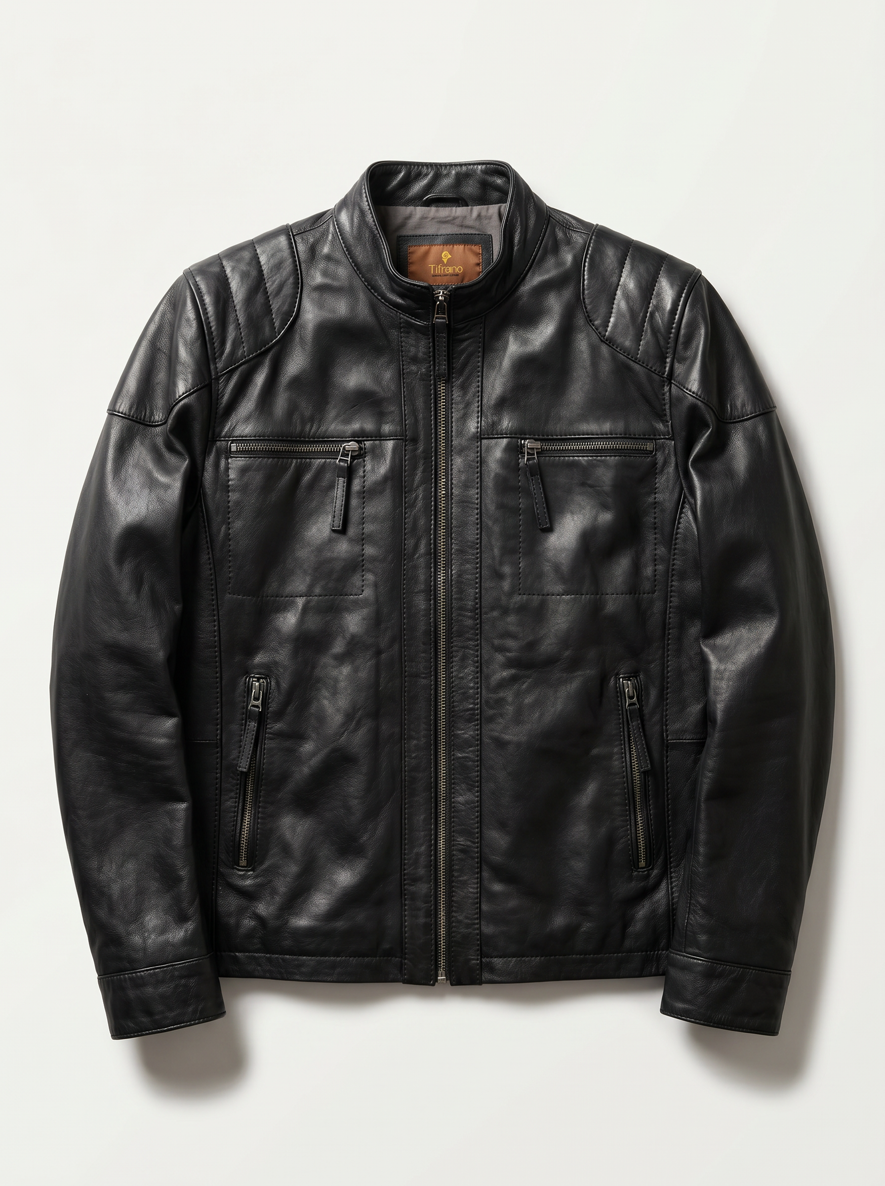 Tifrano Berlin black genuine sheep leather jacket for men - front view