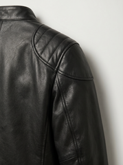 Tifrano Berlin leather jacket padded shoulder and stitching detail