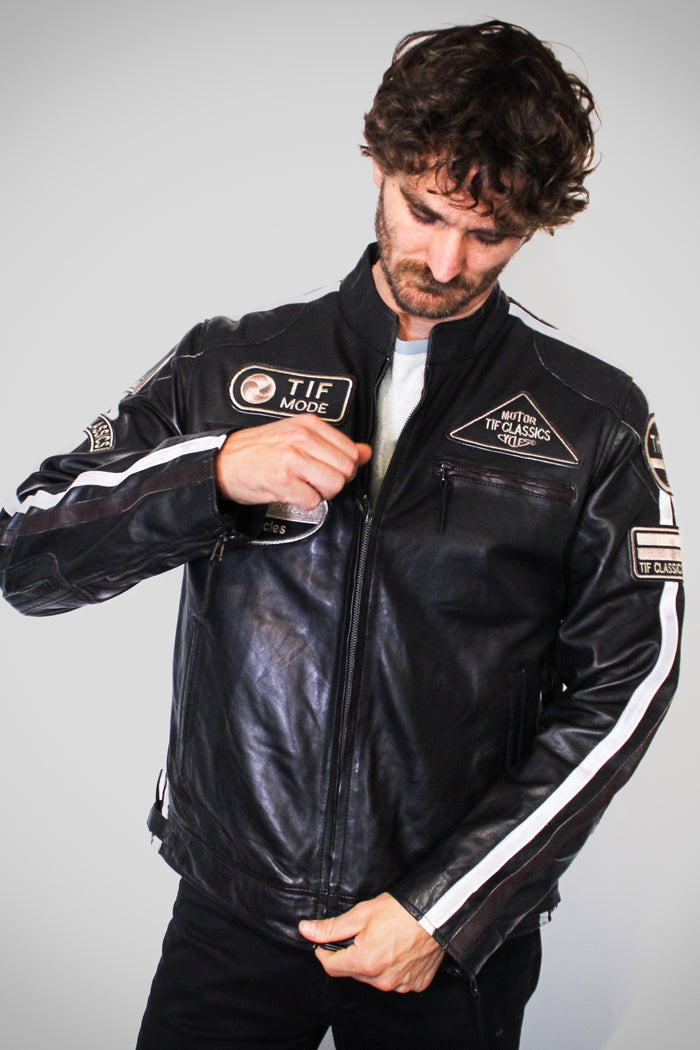 Chaqueta Biker de Cuero Negro