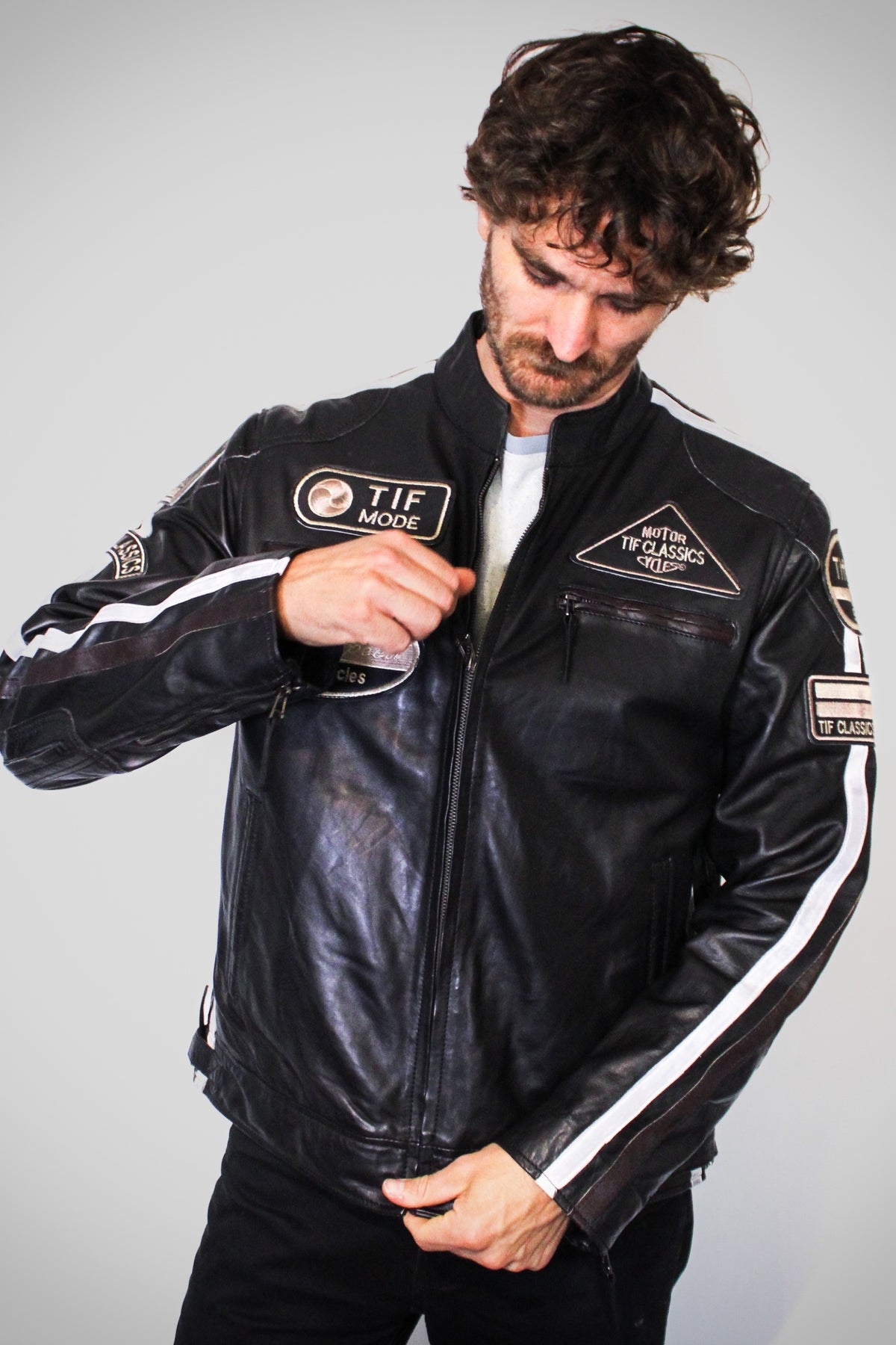 Veste Biker en Cuir Noir