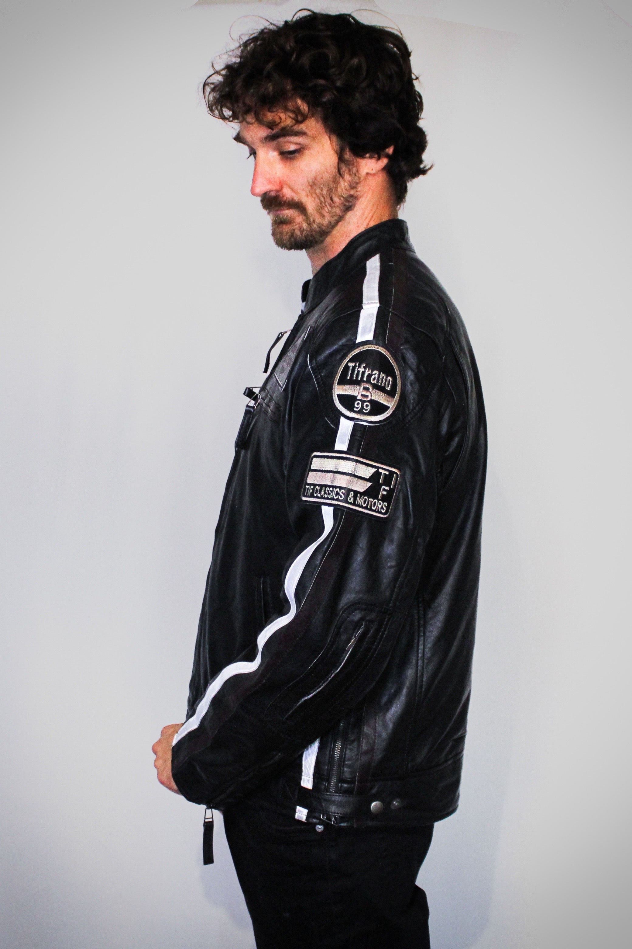 Veste Biker en Cuir Noir