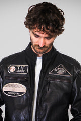 Veste Biker en Cuir Noir