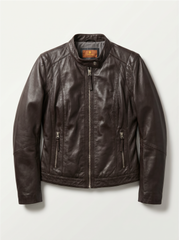 Tifrano Firenze chocolate brown genuine leather jacket for women — front view