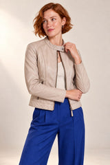 Tifrano Lucca cream leather jacket for women – three-quarter view