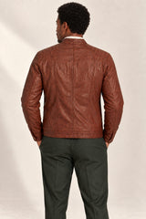 Tifrano Mostar brown leather jacket for men – back view