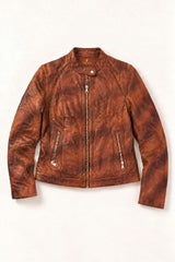 Tifrano Perugia walnut brown leather jacket – product-only front view