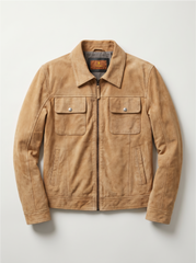 Tifrano Yerevan sand goat suede jacket for men with flap pockets — front view